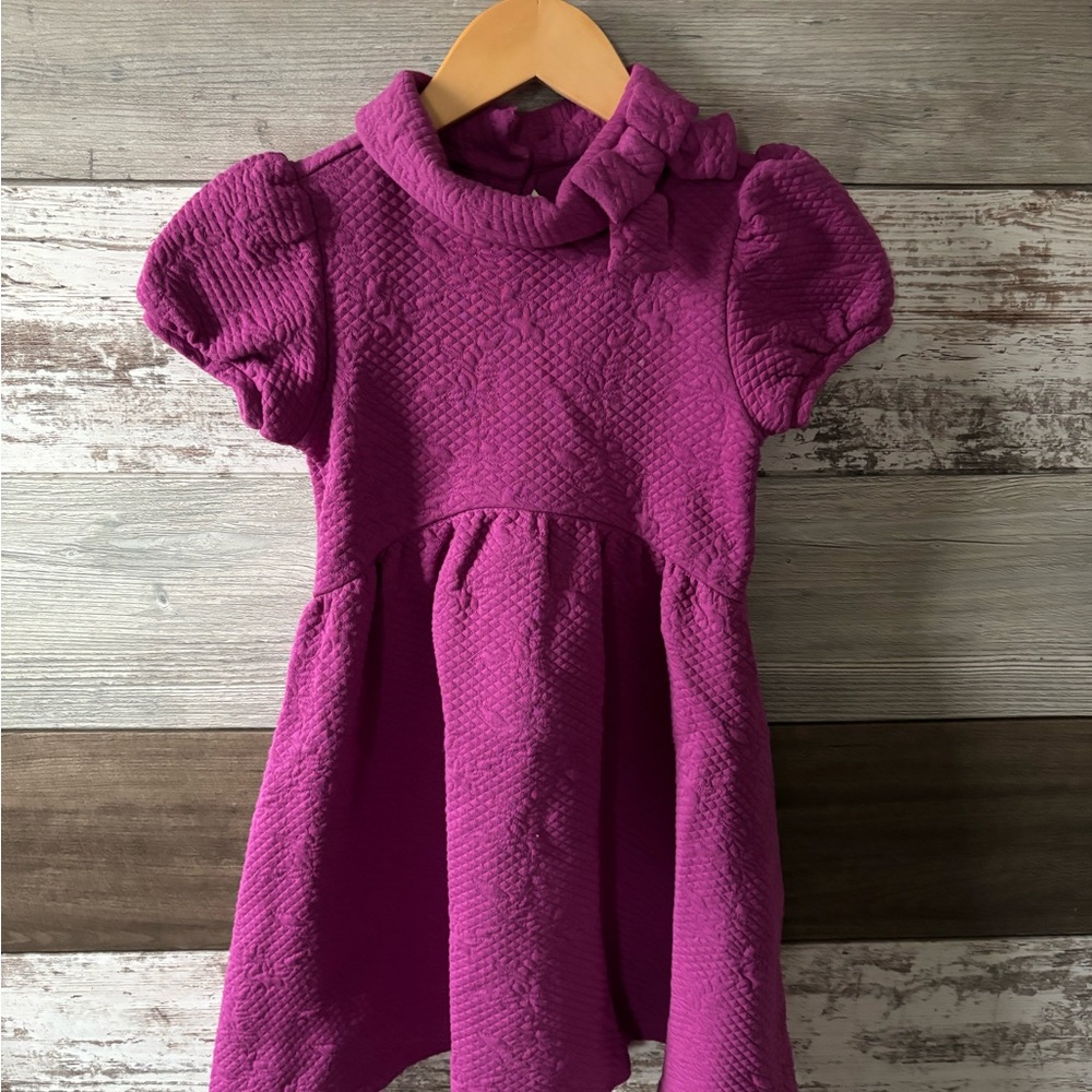 Janie and Jack Pink Puff Sleeve Mock Neck Dress